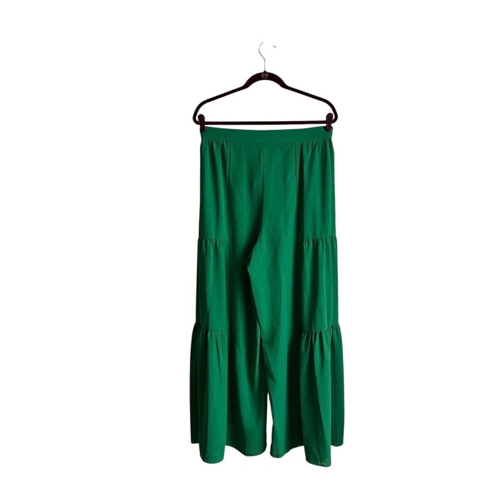SHEIN Bae Vibrant Green Ruffled Wide Leg Pants Size 0X NWOT 10 0496 - Picture 4 of 7